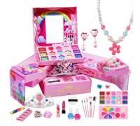 Ensemble de jouets de Make -Up pour, kit initial pour Real Make -Up For Children - Faire semblant à un kit de beauté cosmétique jouet, des jeux de princesses pour filles