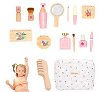 Ensemble de jouets de maquillage en bois,Maquillage en bois - Faux jouet de maquillage éducatif précoce - Ensemble de jouets de maquillage faisant semblant de salon de beauté Maquillage pour les
