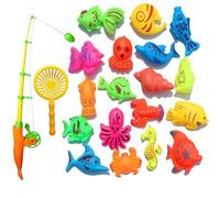 Ensemble De Jouets De Pêche Magnétiques Créatifs, 22 Pièces, Dessin Animé, Vie Marine, Avec Canne À Pêche, Jouet De Bain Pour Enfants, Vente En Gros