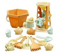 Ensemble de jouets de plage 15 pièces avec seau pliable et pelle pour enfants avec seau pliable, moules et pelles, bac à sable, jouets d'été pour tout-petits, enfants, garçons et filles