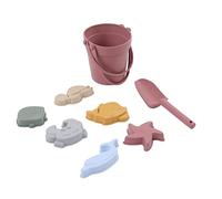 Ensemble de Jouets de Plage en Silicone de qualité Supérieure avec Modèles d'animaux, Pelle à Sable et Seau, Idéal pour Les Jeux en Plein Air des Enfants, Facile à Nettoyer (Rouge Brique)