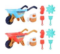 Ensemble de jouets de plage, les jouets bac à sable 6 pc comprennent le chariot, les pelles, l'arrosage, les créatures marines, facilement stockées et faciles à nettoyer pour les enfants, bleu