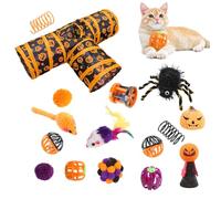 Ensemble de jouets de tunnel Cat 3 - Ensemble de canaux jouets Halloween Way, Bell Ball | Système de jeu de chaton, tube de refuge de lapin, centre d'activité interactif pour animaux de compagnie, mai
