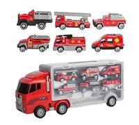 Ensemble de jouets de véhicule de camion de pompiers, jouet de camion de pompiers transporteur, Jouet de camion de pompiers de transport créatif pour garçons, Camion de transport de voiture de pompier