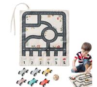 Ensemble de Jouets de Voiture en Toile | Jeu de Carte routière à Toile à Double côté avec 6 Voitures en Bois | Traffic Playset Canvas Slot Car Race Tracks Sets | Parent Parent-Enfant Pliable.