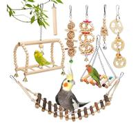 Ensemble de jouets d'escalade pour perroquet - Perchoir à mâcher en bois naturel avec couleurs vives, accessoires interactifs pour perruches, conures, inséparables et plus encore pour jouer, grimper