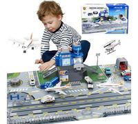 Ensemble de jouets en avion avec camions, hélicoptères, avions, panneaux et tapis de jeu d'aéroport, jouets interactifs d'apprentissage précoce pour tout-petits garçons et filles, excellent cadeau