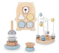 Ensemble de jouets en bois - Jeu d'empilage, boucle de motricité et planche de tri pour enfants