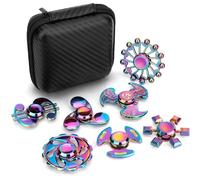 Ensemble de Jouets Fidget Spinners Arc-en-Ciel Finger Hand Spinner Metal Fidget Chain Cube Kit Focus Autisme Jouet Gyro Soulagement du Stress Spirale Twister Anti Anxiété Cadeaux Enfants Adultes