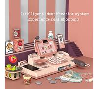 Ensemble de Jouets Interactifs pour Caisse Enregistreuse pour Enfants avec Scanner, Calculatrice, Argent Fictif, 3+ Panier D'épicerie, Actions et Sons Réalistes, Caisse de éducative, Jouets