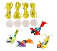 Ensemble de Jouets Interactifs Suspendus pour Chat et Oiseau, Design Réaliste, Son de Gazouillis, en Peluche, Herbe à Chat, Jouets de Chasse pour Chaton D'intérieur, 4 Pièces