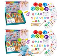 Ensemble de Jouets mathématiques et arithmétiques - Apprentissage numérique en Silicone avec Perles, Baguettes et cuillères, Jouets d'activités d'apprentissage (2set)