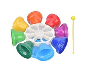 Ensemble de Jouets musicaux de Couleur Arc-en-Ciel de clochettes à 8 Tons pour Enfants avec des bâtons en Plastique Construction Durable en métal et en Plastique Do Majeur 8 Notes