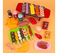 Ensemble De Jouets pour Barbecue pour 27pcs Jeu De Cuisine, Pretend Play Food Grill Set Jouets Barbecue Jouet Aliment Cuisine Jouet Dinette Enfant Jeu D'Imitation Cuisinière