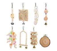 Ensemble de Jouets pour Cage à Oiseaux, 8 Paquets |Balançoire et Jouets à mâcher pour Perroquet en Bois Non traité |Jouets d'escalade Suspendus pour perruches/calopsittes/Conures