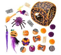 Ensemble de Jouets pour Chat en Forme de Cube de d'halloween - Lit Tunnel Confortable, Jouet à gribouiller et Jouet d' à Chat | Kit de Jeu interactif pour Chaton avec Plaisir