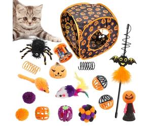 Ensemble de Jouets pour Chat en Forme de Cube de d'halloween - Lit Tunnel Confortable, Jouet à gribouiller et Jouet d' à Chat | Kit de Jeu interactif pour Chaton avec Plaisir