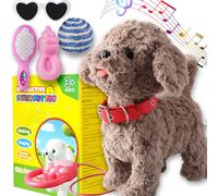 Ensemble de Jouets pour Chien Qui aboie et Marche, Chiot Chantant, répétez ce Que Vous Dites, Teddy avec Laisse de contrôle, Chien électronique, Commande Tactile ou vocale, Danse Musicale