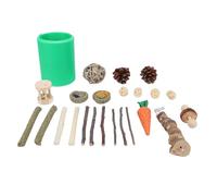 Ensemble de Jouets pour Hamster, Tunnel en Bois à Croquer Timothy, Roue d'exercice, Boule en Rotin pour Petits Animaux, avec Tunnel Rétractable, Jouets à Mâcher en Rouleau