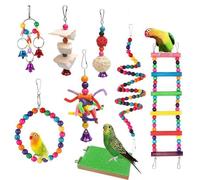 Ensemble de Jouets pour Oiseaux, Jouets pour Oiseaux pour perroquets, perruches, calopsittes et inséparables, Accessoires de Cage à mâcher et à Nourrir.(C)
