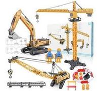 Ensemble de jouets pour véhicule, tracteur d'ingénierie et ensemble de jouets pour excavatrice, grue, excavatrice jaune Jaune G