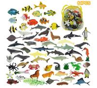 Ensemble de jouets réalistes pour animaux marins de 64 pièces, figurines de la vie sous-marine, jouets de bain, cadeaux de fête,