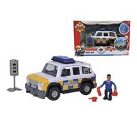 Simba Véhicule 4x4 Police Sam le Pompier 19 cm + figurine articulée, fonctions sonores