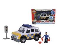 Simba Véhicule 4x4 Police Sam le Pompier 19 cm + figurine articulée, fonctions sonores