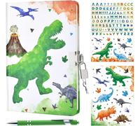 Ensemble De Journal De Dinosaure Aquarelle - Cahier Lumineux Pour Garçons Enfants École Privé Couverture Rigide Écriture Bloc Notes Stylo À Bille Autocollants Avec Serrure Et Clés