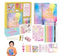 Ensemble de journal pour filles, kit de journal pour filles | Ensemble de journal drôle de dessin animé | Fournitures de journaux artistiques, fournitures de journaux portables pour les expériences de
