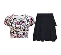 Ensemble De Jupe Patineuse À Col Rond Tendance Et Stylé Pour Filles