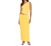 Ensemble de jupes 2 pièces pour femme - Tenue d'été 2025 - Une épaule - Sans manches - Fente froncée - Jupe longue moulante, jaune, XS