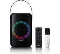 LENCO BTC-060BK - Ensemble de karaoké avec Bluetooth, batterie rechargeable, microphone karaoké sans fil et éclairage LED disco - Noir