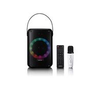 Lenco BTC-060BK Kit karaoké avec Bluetooth®, Batterie Rechargeable, Microphone karaoké sans Fil et éclairage LED Disco Noir