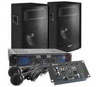 Professional Karaoke Set 500W complet avec amplificateur, haut-parleurs et câbles - avec table de mixage