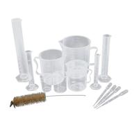 Ensemble de laboratoire scientifique comprenant des cylindres de 10 ml, 25 ml, 50 ml, 100 ml, des béchers gradués de 50 ml, 100 ml, 250 ml, 500 ml, 1 000 ml et des pipettes compte-gouttes
