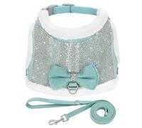 Ensemble De Laisse De Harnais pour Chien Chaud d'hiver, Harnais pour Chien Et Chat en Strass Brillant, Vêtements pour Chaton, Manteau Doux Et Confortable pour Animaux De Compagnie, Gilet Adapté A