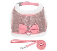 Ensemble De Laisse De Harnais pour Chien Chaud d'hiver, Harnais pour Chien Et Chat en Strass Brillant, Vêtements pour Chaton, Manteau Doux Et Confortable pour Animaux De Compagnie, Gilet Adapté A