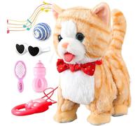 Ensemble de laisse jaune pour chat marcheur interactif parlant chat chantant dansant chaton imitant répéter ce que vous dites chaton contrôle tactile et vocal hochant la tête queue remuant la queue en