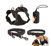 Ensemble de laisse pour chien - Harnais pour animaux de compagnie, collier et laisse - Ensemble de laisse « Step in No Pull » pour chiens et chiots avec porte-sac à déjections canines