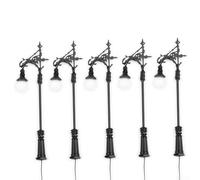 Ensemble de lampadaires LED de calibre N avec 5 lampes en métal, échelle 160, fonctionne sur alimentation 3 V CC ou CA pour éclairage de configuration de train