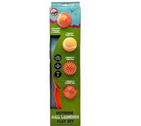 Ensemble de lanceur de balle d'extérieur pour chien avec 2 balles de tennis, 1 pic et 1 balle clignotante pour chiots (orange fluo, taille M)