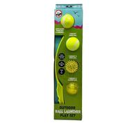 Ensemble de lanceur de balle d'extérieur pour chien avec 2 balles de tennis, 1 pic et 1 balle clignotante pour chiots (vert fluo, taille M)