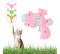 Ensemble de lanceur de disque volant lumineux pour chat, jouet interactif à rapporter pour l'enrichissement des animaux de compagnie (disque volant rose)