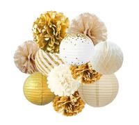 Ensemble de lanternes Chinoises Rondes dorées, 11 pièces, décoration de fête dorée, lanternes en Papier pour Mariage, décor DIY, Boule Suspendue en Plein air