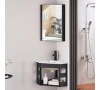Ensemble de lavabo d'angle moderne avec miroir mural et petit design pour une décoration élégante de salle de bain