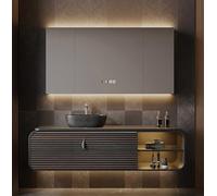 Ensemble de lavabo flottant avec miroir antibuée intelligent, armoire de salle de bain et lavabo au-dessus du comptoir pour salle de bain moderne