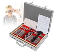 Ensemble de lentilles d'essai optiques avec monture métallique et boîte en aluminium, comprenant une monture d'essai optométrique gratuite et un étui de rangement pour les examens de la vue