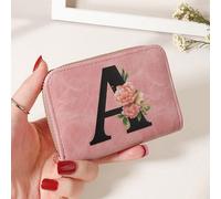 Ensemble de lettres avec fleurs à l'aquarelle et impression de mode feuillage. Organiseur de cartes multi-cartes zippé tout autour, léger, multicouche, portable pour cartes d'identité et cartes de cré