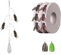 Ensemble de leurre de pêche à la Mouche Artificielle Multi-Crochets, Appâts de pêche à la Mouche bionique avec 2 Aides à Lancer, Lyer de pêche bionique 3D pour Toutes Sortes de Poissons (3 Hooks, L)